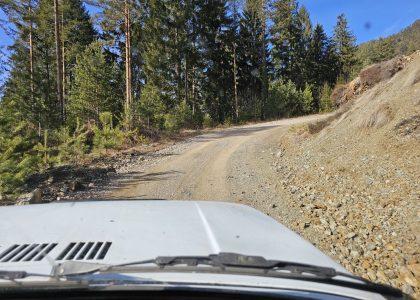 Offroad-Schotterweg durch den bosnischen Wald